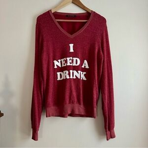 Wildfox • I Need A Drink‎ Pullover V-Neck Sweater